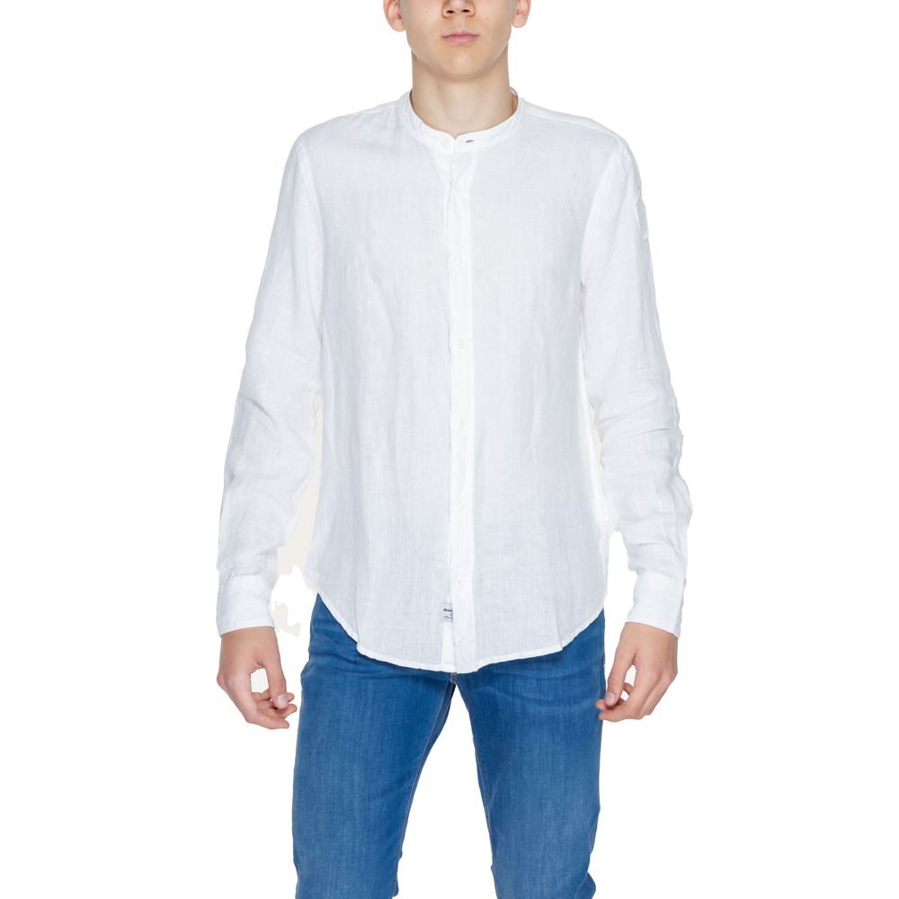 Blue and white linen shirt